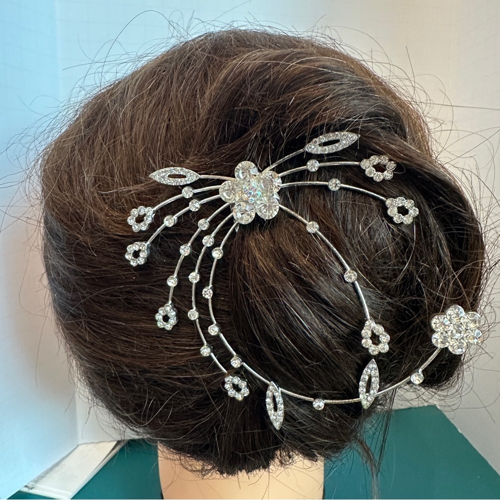 Rhinestone Wedding Prom Ball Updo Crystal Hair Comb Silver Faux Diamonds Bling